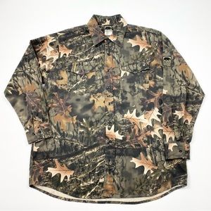 Men’s VTG Bear Ridge Long Sleeve Camo Button Down Shirt Size Large